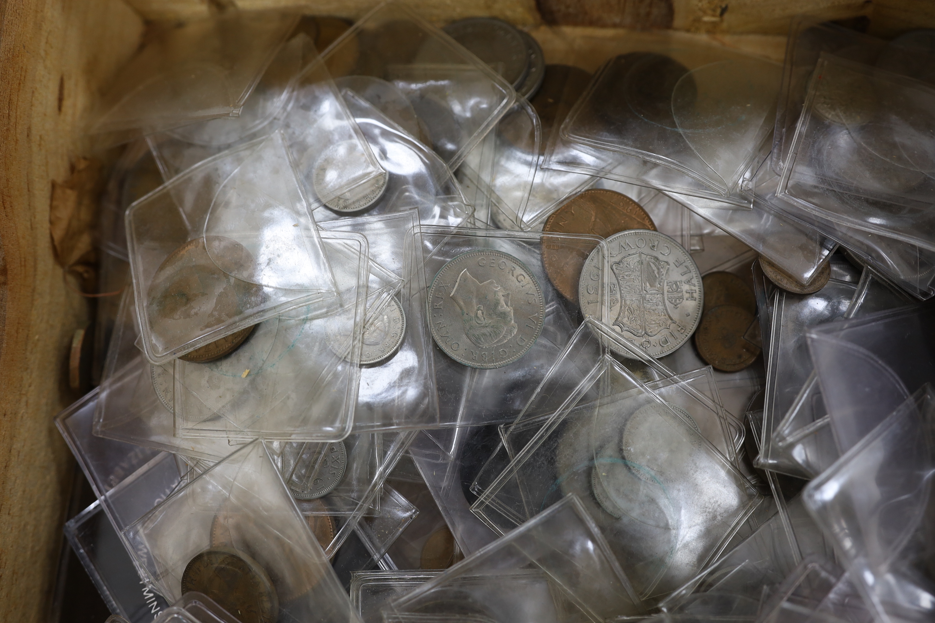British coins, George VI to QEII including commemorative crowns, decimal coins sets, etc.